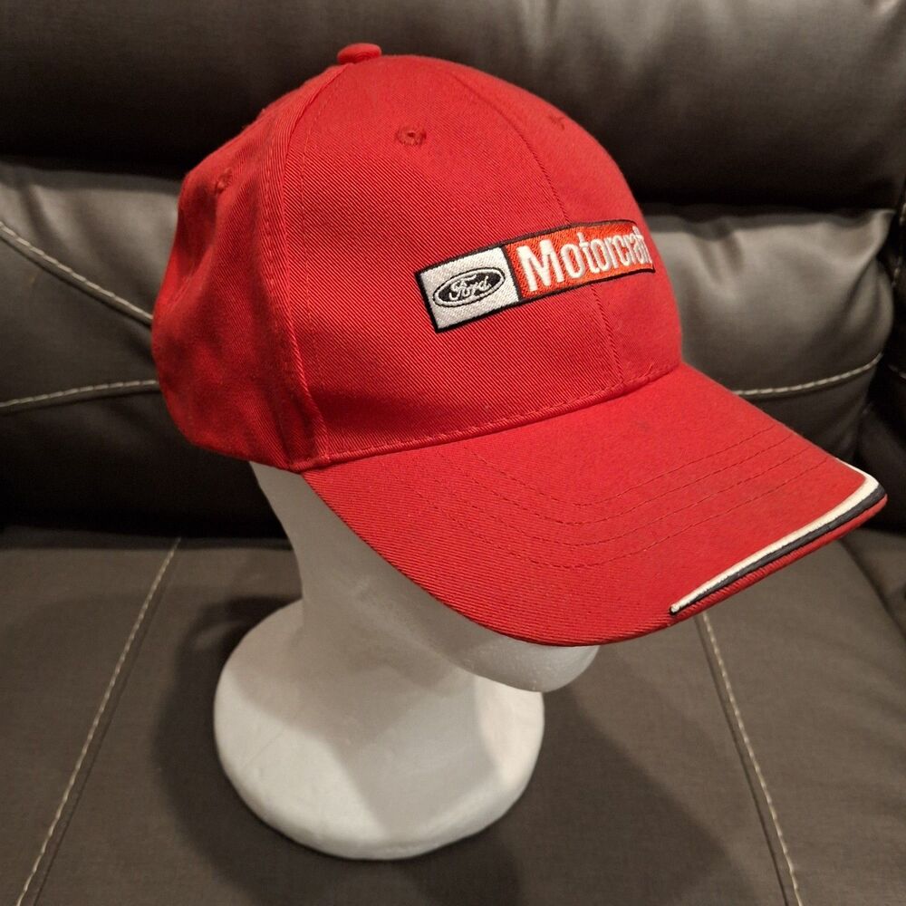 Ford Motorcraft Red Cap One Size Hook And Loop Strapback Embroidered Front/Back